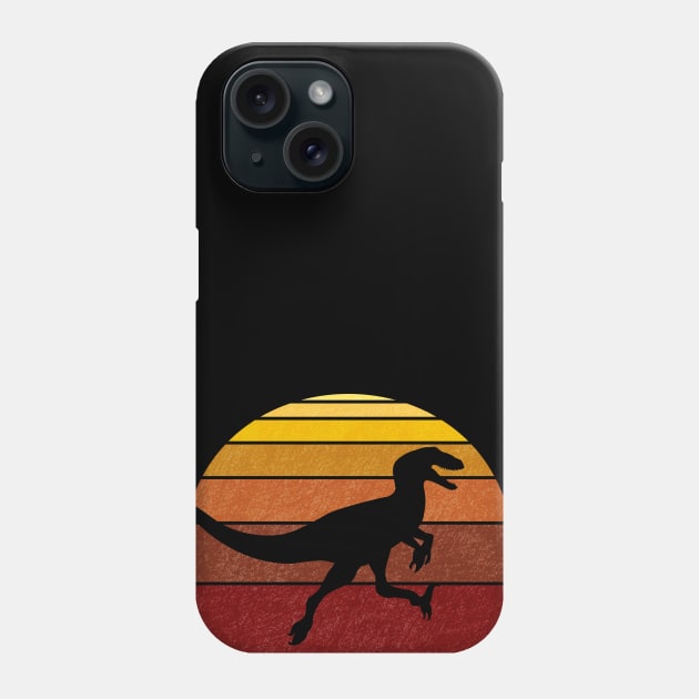 Utahraptor or Velociraptor Synthwave Sunset Sunrise Dinosaur Phone Case by FalconArt