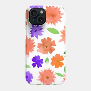 Loose floral pattern - orange and purple Phone Case