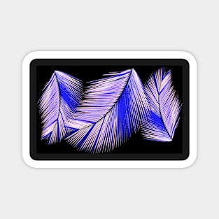 Blue and white palms on black background Magnet