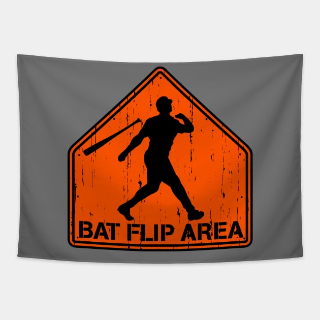 Funny Baseball Hitting Home Run Dinger Bat Flip Area Tapestry by TeeCreations