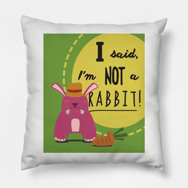 Pink Rabbit Eating an Orange Carrot Pillow by Freid