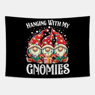 Funny Christmas Gnome Hanging With My Gnomies Family Pajamas Tapestry