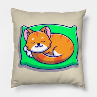 Cute Cat Sleeping On Pillow Cartoon Pillow