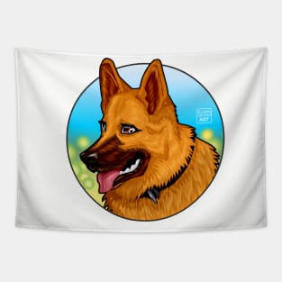 German Shepherd Dog Illustration Tapestry