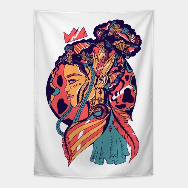 Retro Triad Beauty Queen Tapestry by kenallouis