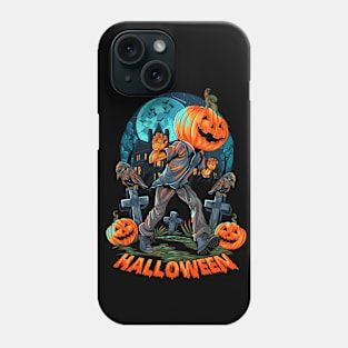 Pumpkin headed human and halloween haunt Phone Case