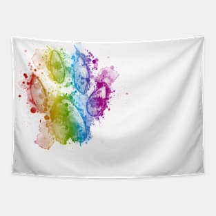 Inky Paw Print - Multicoloured Tapestry