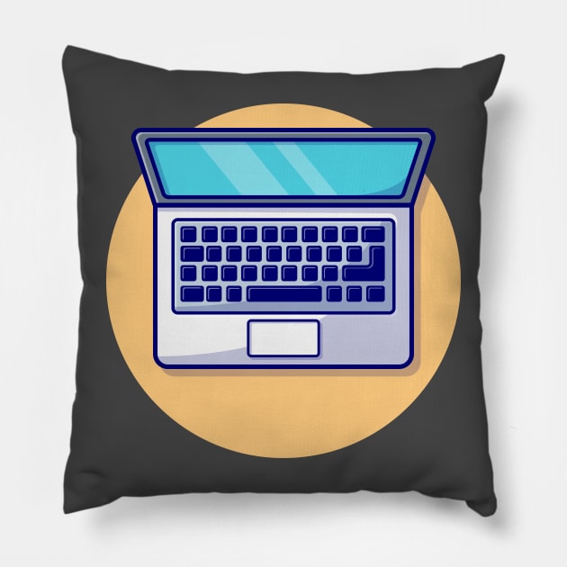 Laptop Cartoon Vector Icon Illustration (4) Pillow by Catalyst Labs