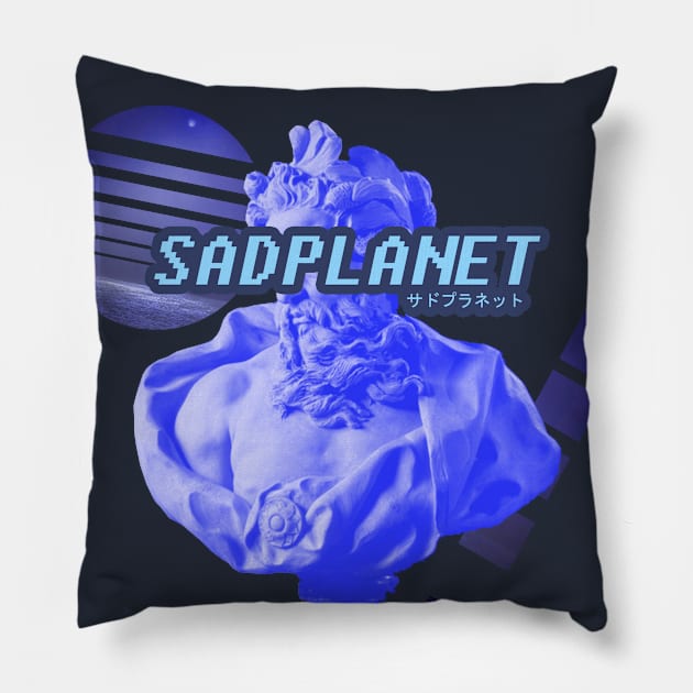 SadPlanetサドプラネット(Neptune's海王星の月Moon) Pillow by GrounBEEFtaxi