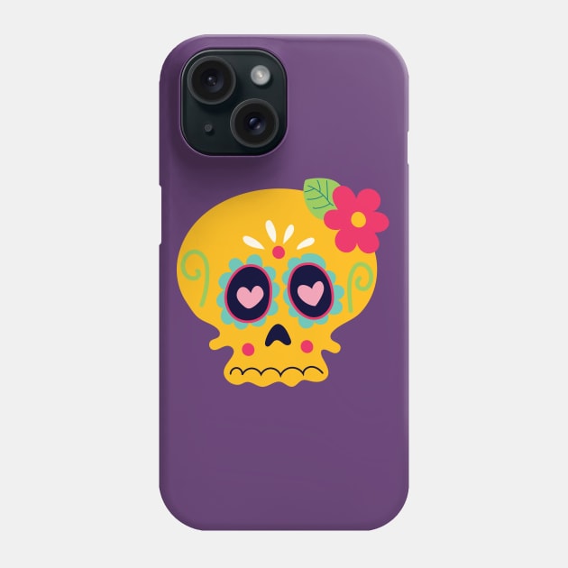 Yellow Sugar Skull Phone Case by Alexandra Franzese