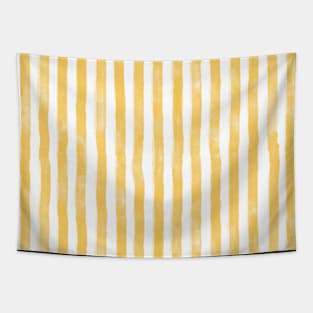 Beach day watercolor stripes in soft sunny yellow Tapestry