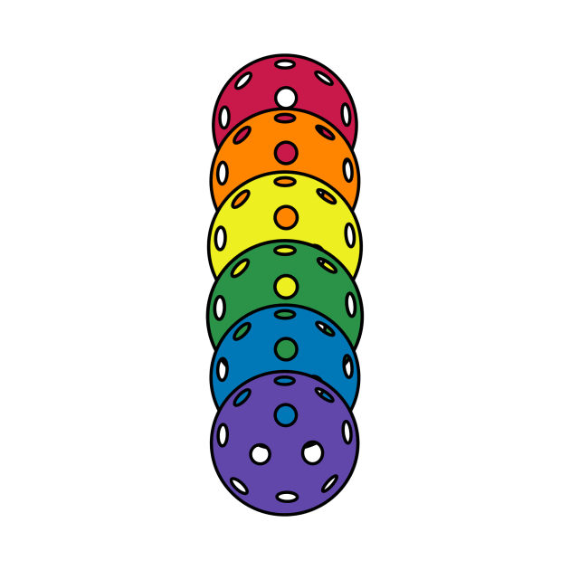 Gay Pride Pickleball LGBT Cute Rainbow Flag by Little Duck Designs