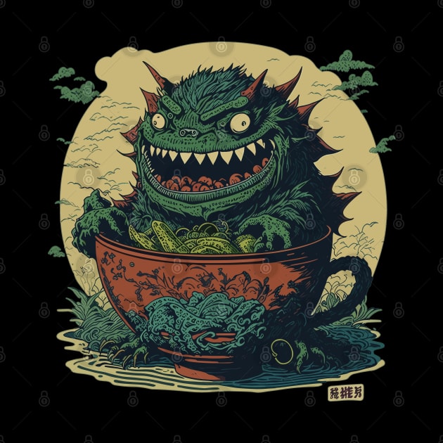 Japanese monster with bowl of tea by arrowdesigns19