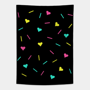 Cute Retro 80s Pastel Hearts and Sprinkles Tapestry