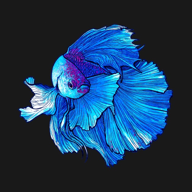 Blue Betta Fish by OceanLife