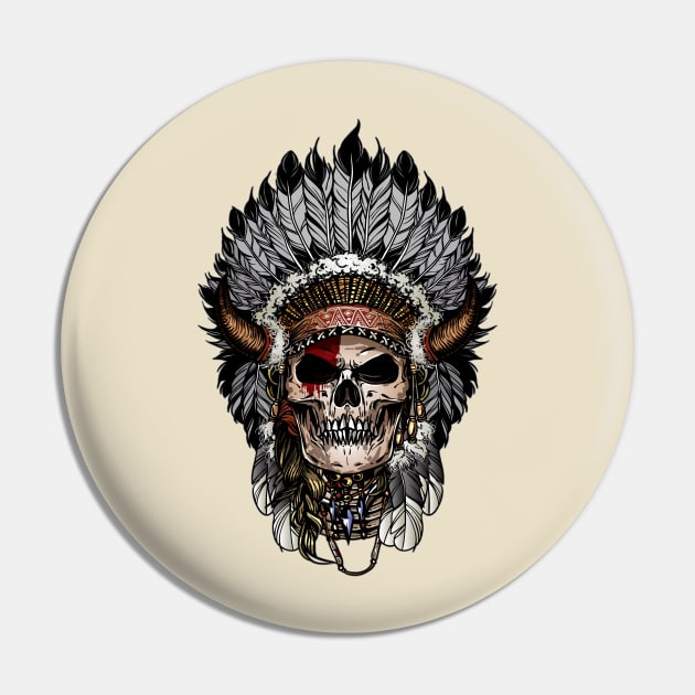 Indian skull Pin by clickprint