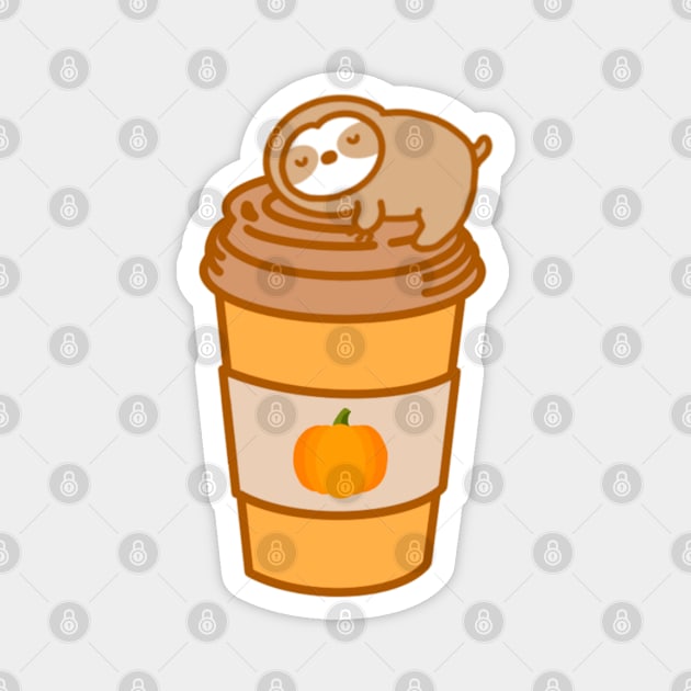 Cute Pumpkin Spice Latte Cup Sloth Magnet by theslothinme