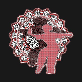 Red And Black Pattern Tai Chi Pose T-Shirt