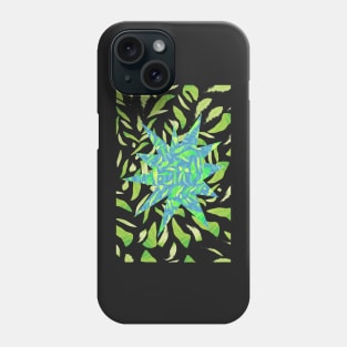 Green Splats on Blue Phone Case