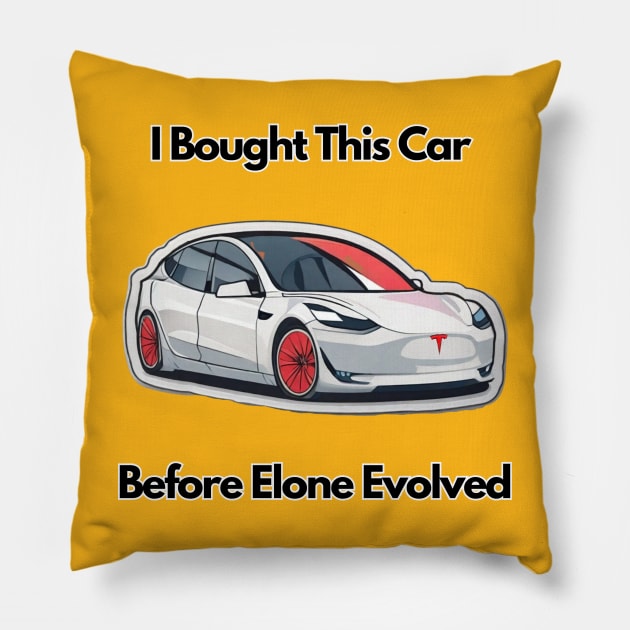 Tesla bumper i bought this car befor Elone loses his mind Pillow by Tanguarts