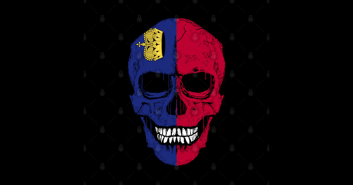 Liechtenstein Flag Skull Liechtenstein Citizen Flag Human Skull