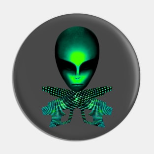 Green Martian Ray Guns Alien Future War Tee Pin