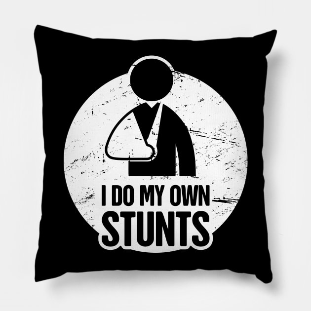 Stunts - Funny Broken Wrist Get Well Soon Gift Pillow by MeatMan