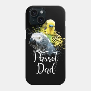 Parrot Dad Color Splatter Budgie and Grey Parrot Black Phone Case
