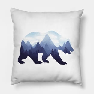 Dramabite Bear Double Exposure Grizzly Surreal Wildlife Animal Pillow