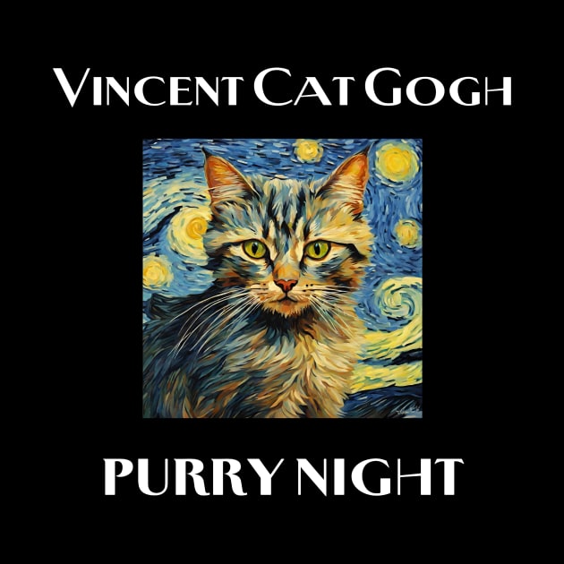 Vincent Cat Gogh Purry Night by SybaDesign