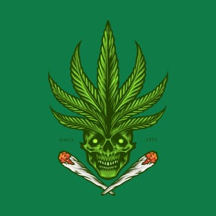 Cannabis Head Skull Smoking Weed T-Shirt