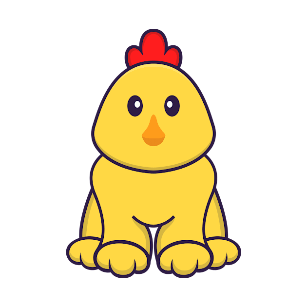 Cute chicken is sitting by kolega