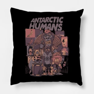 Antarctic Humans Black Pillow