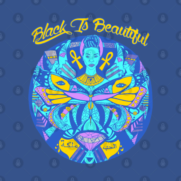 Neon Blue Butterfly Goddess Black Is Beautiful - Black Is Beautiful - T-Shirt