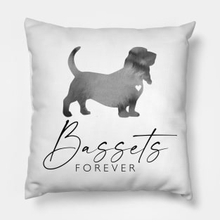 Basset Hound Dog Lover Gift - Ink Effect Silhouette - Bassets Forever Pillow