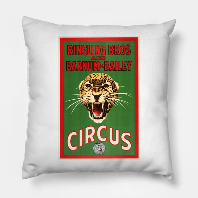 Ringling Bros And Barnum & Bailey CIRCUS Greatest Show On Earth Lithograph Poster Pillow by vintageposters