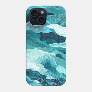 Abstract Swirly Blue Ocean Waves Pattern Phone Case