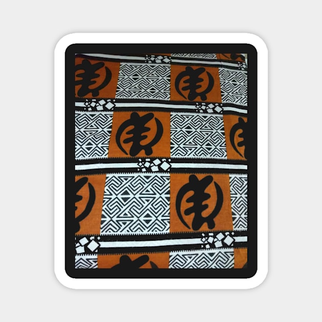 African Print Fabric Ghanaian Gye Nyame Symbol Magnet by CrazyCraftLady