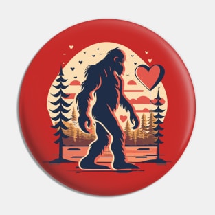 Bigfoot Heart Valentines Day Boys Men Love Sasquatch Believe Pin