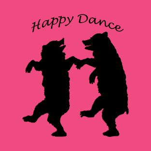 Black Silhouette Happy Dance Bears T-Shirt