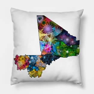 Spirograph Patterned Mali Regions Map Pillow