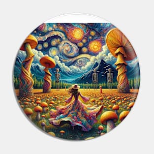 Mushroom Mandala Dancing Girl Pin