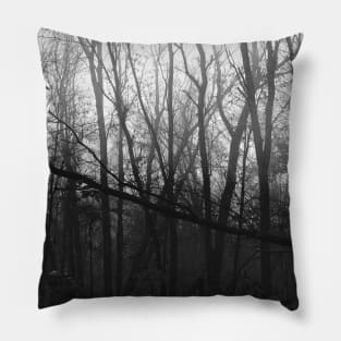 Black and white autumn Pillow