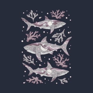 Midnight Swim | Space Shark Art | Purple Haze Palette T-Shirt