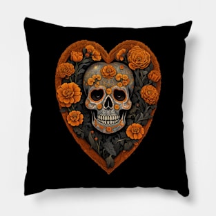 Dia De Los Muertos Heart Pillow