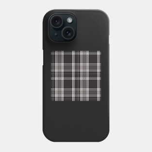 Dark Academia Plaid Tartan in Black, Grey, Gray, and White Phone Case