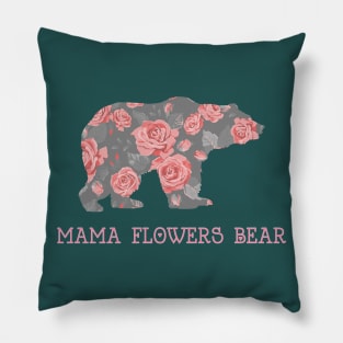 Flowers Mama Bear Beautiful Colorful Design Gift Pillow