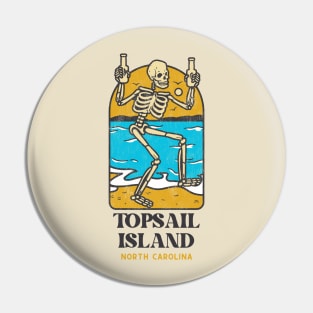 Topsail Island, North Carolina Skeleton Drinky Dance Pin