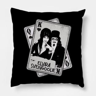 Retro Elvira & Svengoolie Card Style Pillow