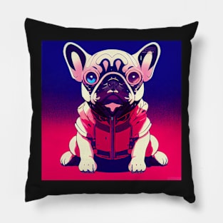 Dog Frenchie as 80's anime Akira Pillow